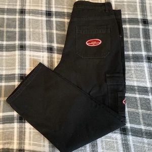 Men Shein Embroidery Flap Pockets Cargo Jeans